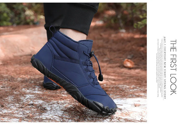 Snow Boots Women Men Sneakers Barefoot Waterproof Winter Warm Running Shoes Non-Slip High-top Padded Hiking Ankle Shoes 2024