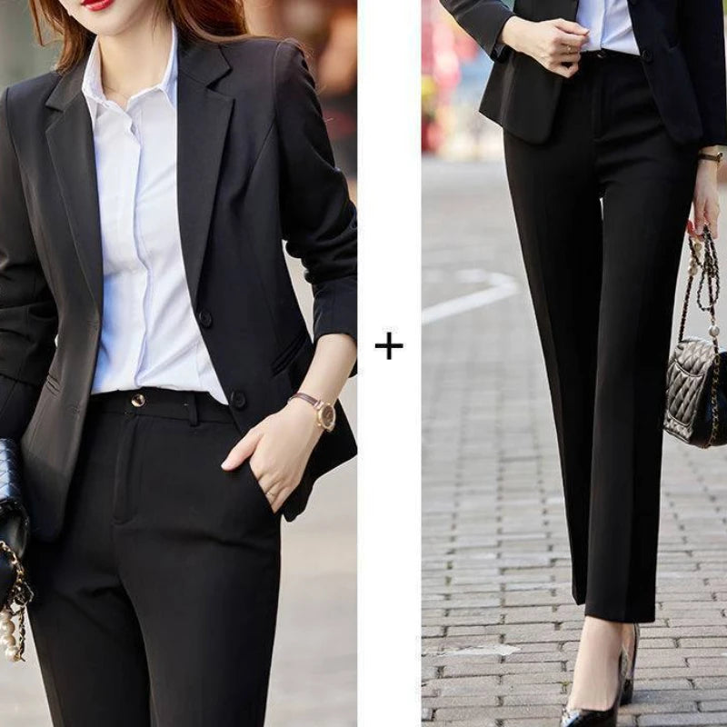 Fall Outfits Suit Jacket Two Piece Sets for Woman Office Wear Formal Womens Blazer and Pants Suits Set 2 Elegant Pieces Business