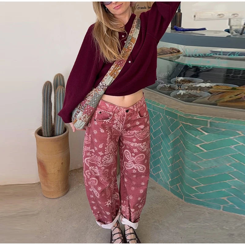 Street Striped Jeans Women's High-Waist Pockets Wide-Leg Trouser 2026 Spring Summer Retro Multicolor Vertical Stripe Denim Pant