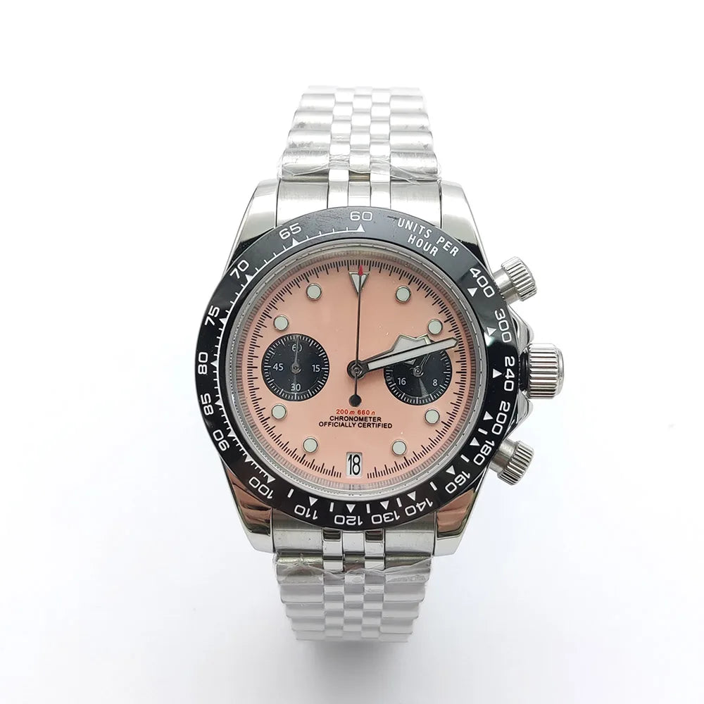 39mm VK64 Quartz Chronograph Men's Watch Sapphire Glass Waterproof Sport quartz watches Stainless Steel Strap Reloj Hombre