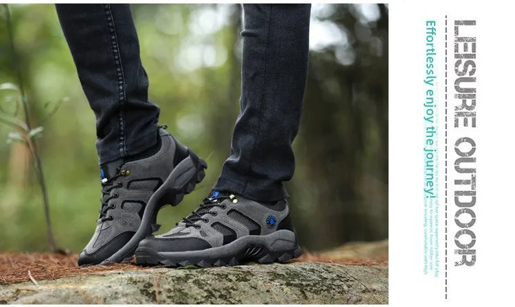 Men's Outdoor Climbing Shoes Breathable Waterproof Sports Hiking Shoes Rubber Outsole Low Cut Lace up Casual Shoes