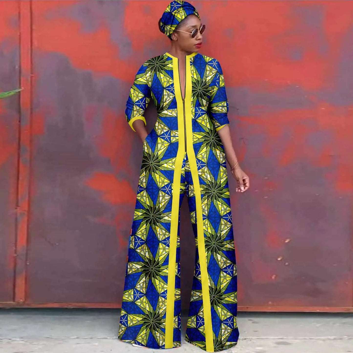 African Clothes for Women New Fashion Women Jacket Long Coat and Pants with Headscarf Ankara Print Elegant Party Dress 2426005