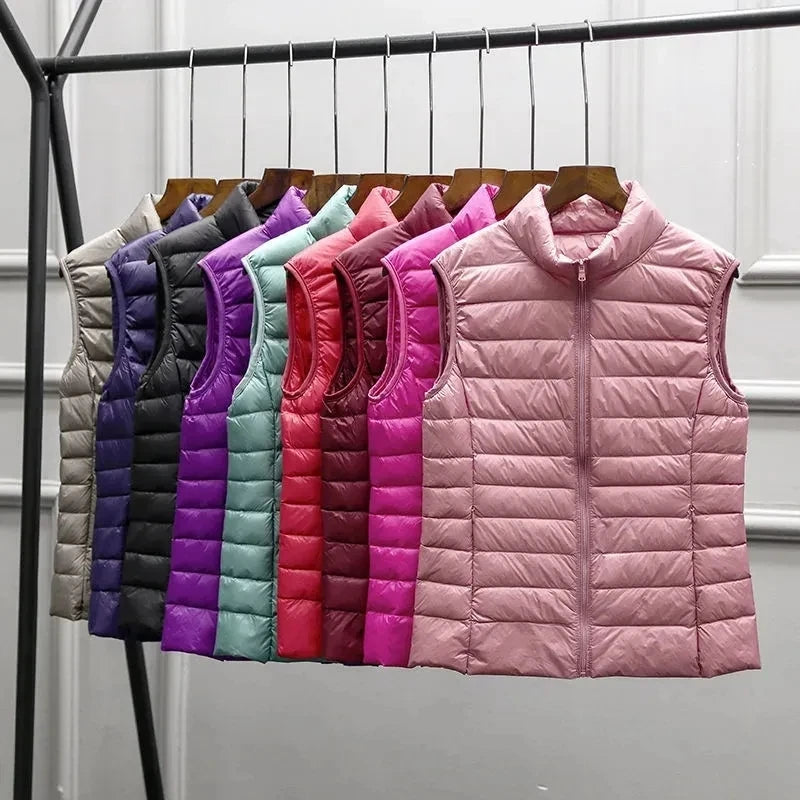 Ultralight Down Vest Women 2026 New Sleeveless Jacket Female White Duck Down Waistcoat Female Warm Puffer Jacket Outwear M-8XL