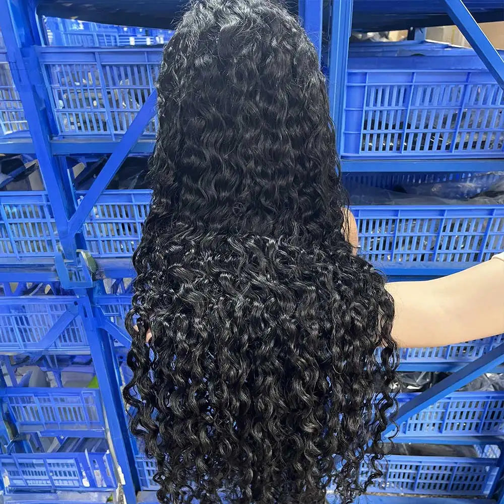 300% High Density Burmese Curly Lace Front Human Hair Wigs HD Transparent 13x6 13x4 Deep Wave Lace Frontal Wig Real Virgin Hair 40 46 Inch Water Wave Human Hair Wigs For Women Preplucked Hairline