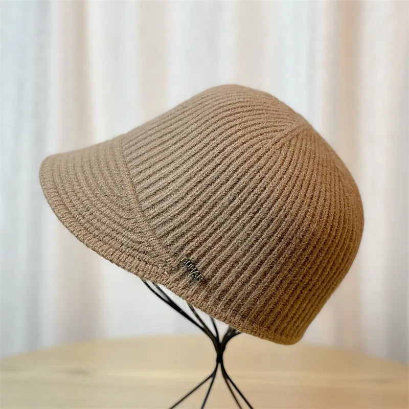 Winter Knitted Baseball Cap for Women's Caps Designer Head Solid Color Women's Knitted Hat Outdoor Casual Equestrian Hat Female BAZAARHUBO