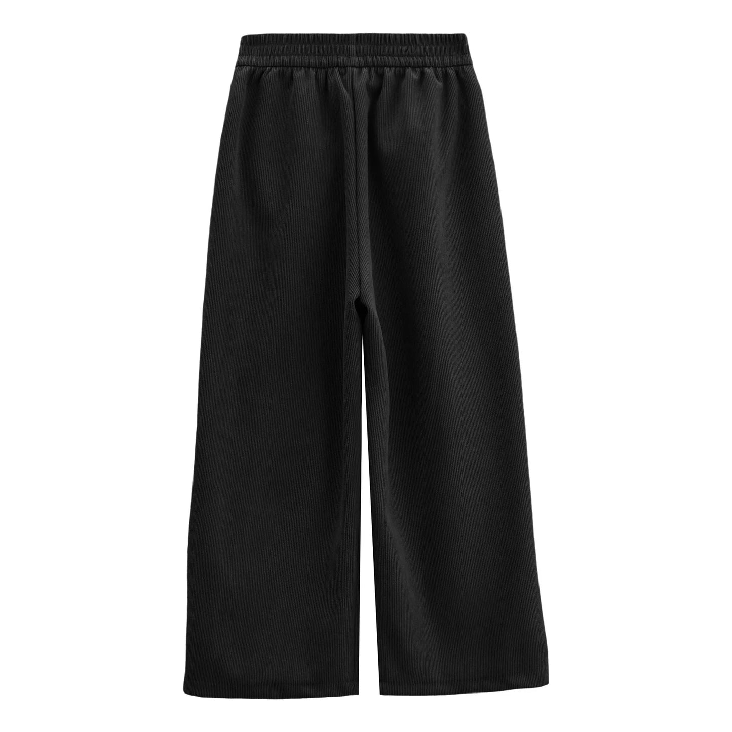 Kids Girls High Waist Corduroy Trousers Retro Straight Causal Full Length Wide Leg Pants with Pockets Fashion Baggy Sweatpants