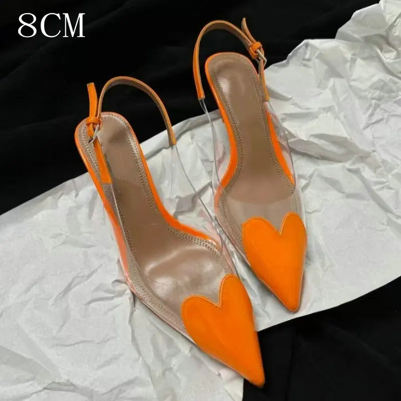 2025 New PVC European Style High Heels Women'S Summer Pointed Toe Runway Sandals Party Shoes