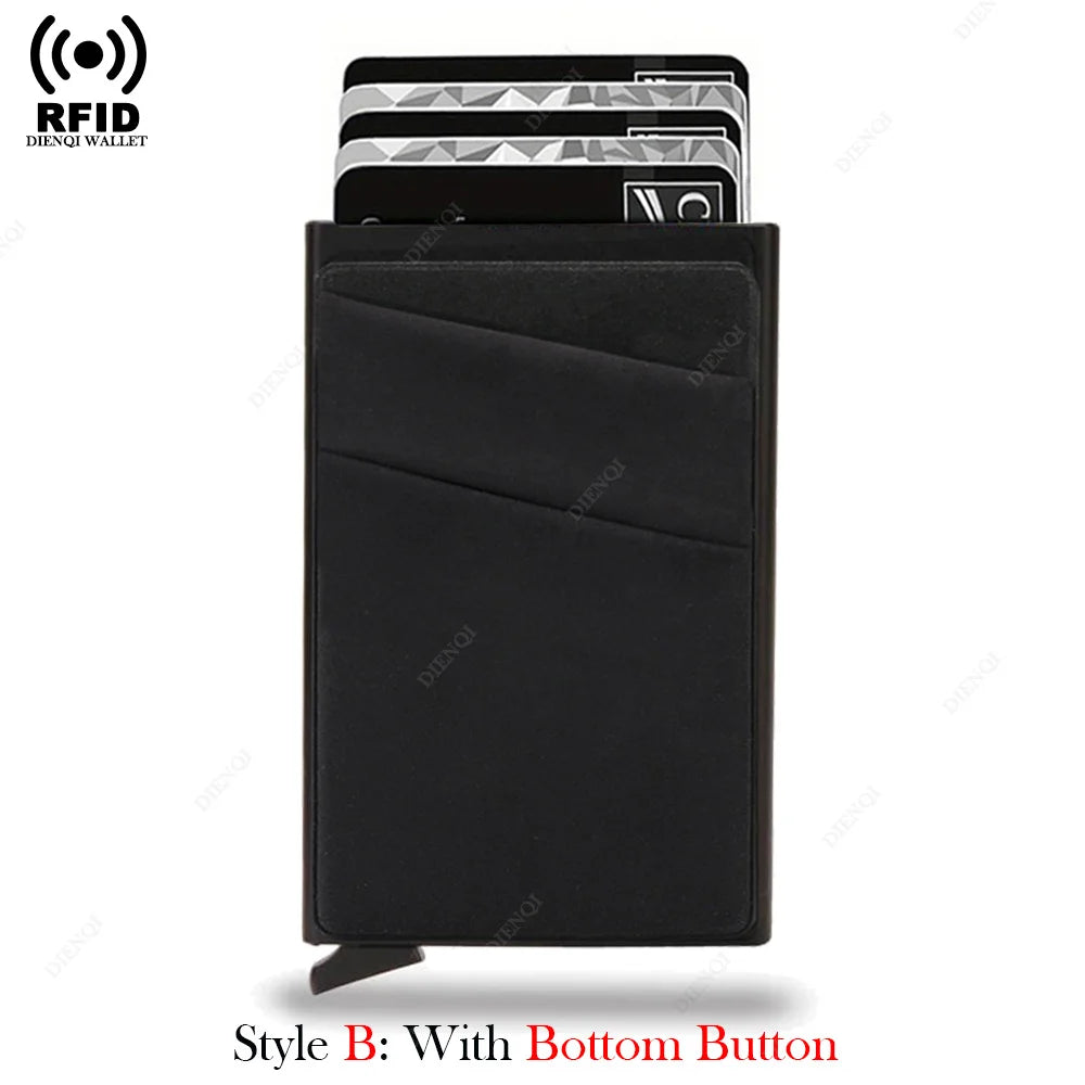DIENQI Anti-theft Card Protectors Card Holder Minimalist Smart Wallet RFID Protection Aluminum Metal Cardholder Case Porte Carte