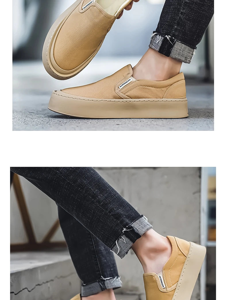 New Arrival Low Price Mens Breathable High Quality Casual Shoes Solid Color Canvas Casual Shoes Slip On Men Fashion Flats Loafer