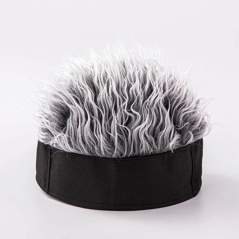Men Short Hat Wig Synthetic Men's Hair Visor Sun Hats Spiked Hair Hip Hop Beanie Hat for Men Daily Wear Adjustable Hair Wig