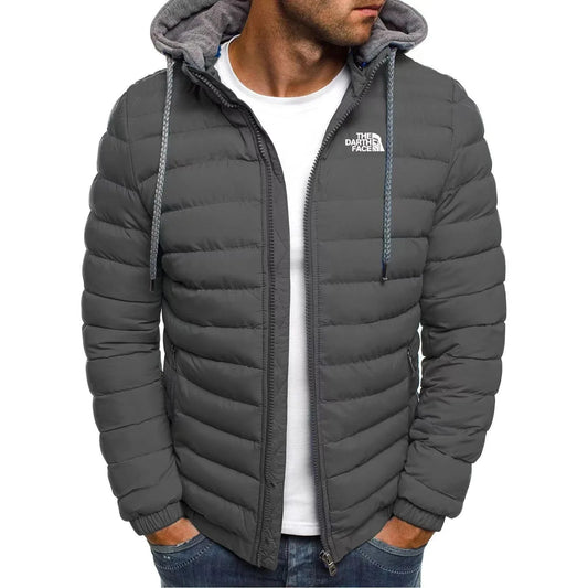 2026 casual outdoor winter men's warm zipper street business travel slim fit fashionable hooded jacket