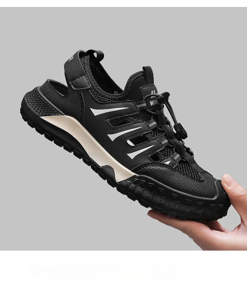 Men's Casual Sandals Summer Mesh Breathable Hollow Sneaker Men Outdoor Anti-slip Creek Shoes for Men Waterproof Roman Sandals