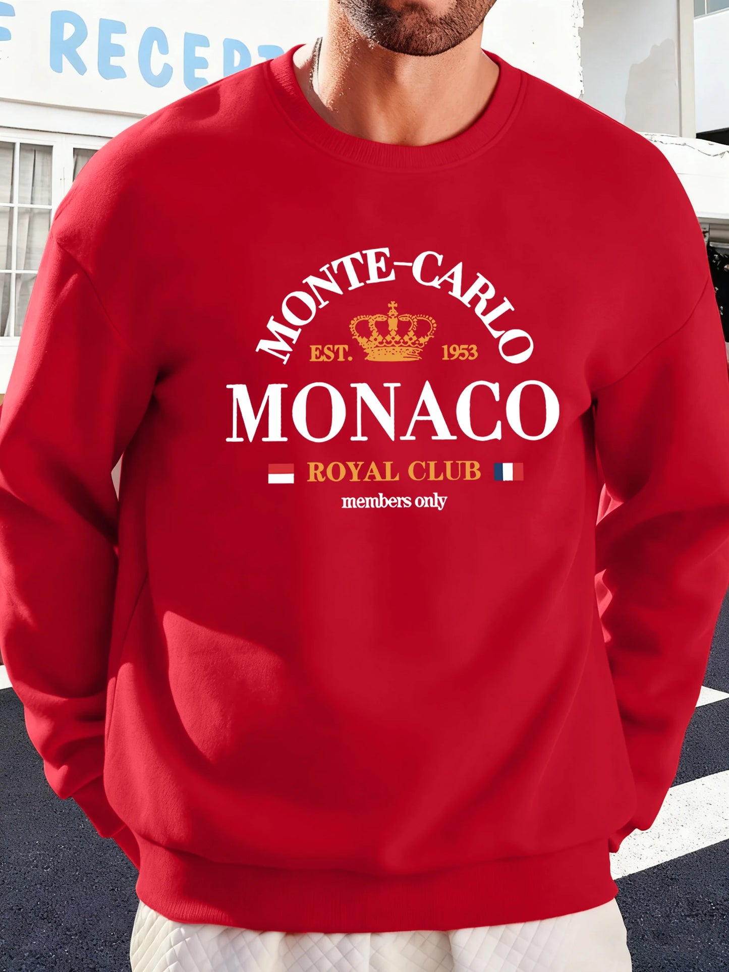 Monte-Carlo Monaco Pattern Men Sweatshirt Comfortable Fleece Streetwear Soft Casual Clothes Autumn High Street Clothing Male BAZAARHUBO