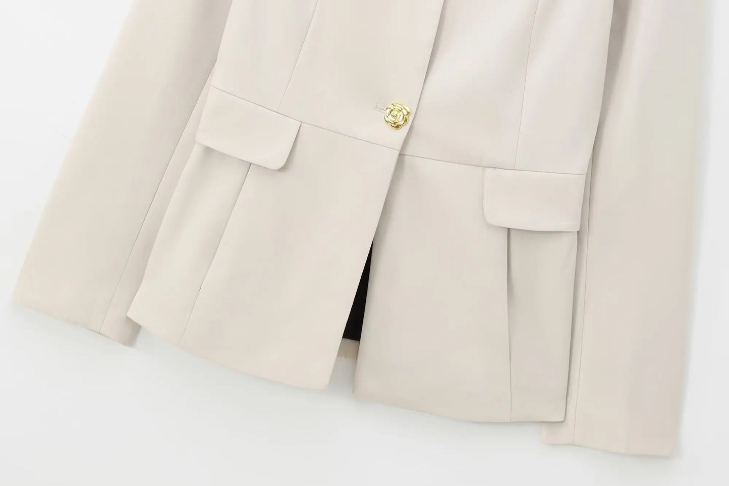 Women's Suit Set Business Formal Blazer & Pants Gold Button Jacket High Waist Straight Leg Office Wear Spring Wrinkle-Resistant