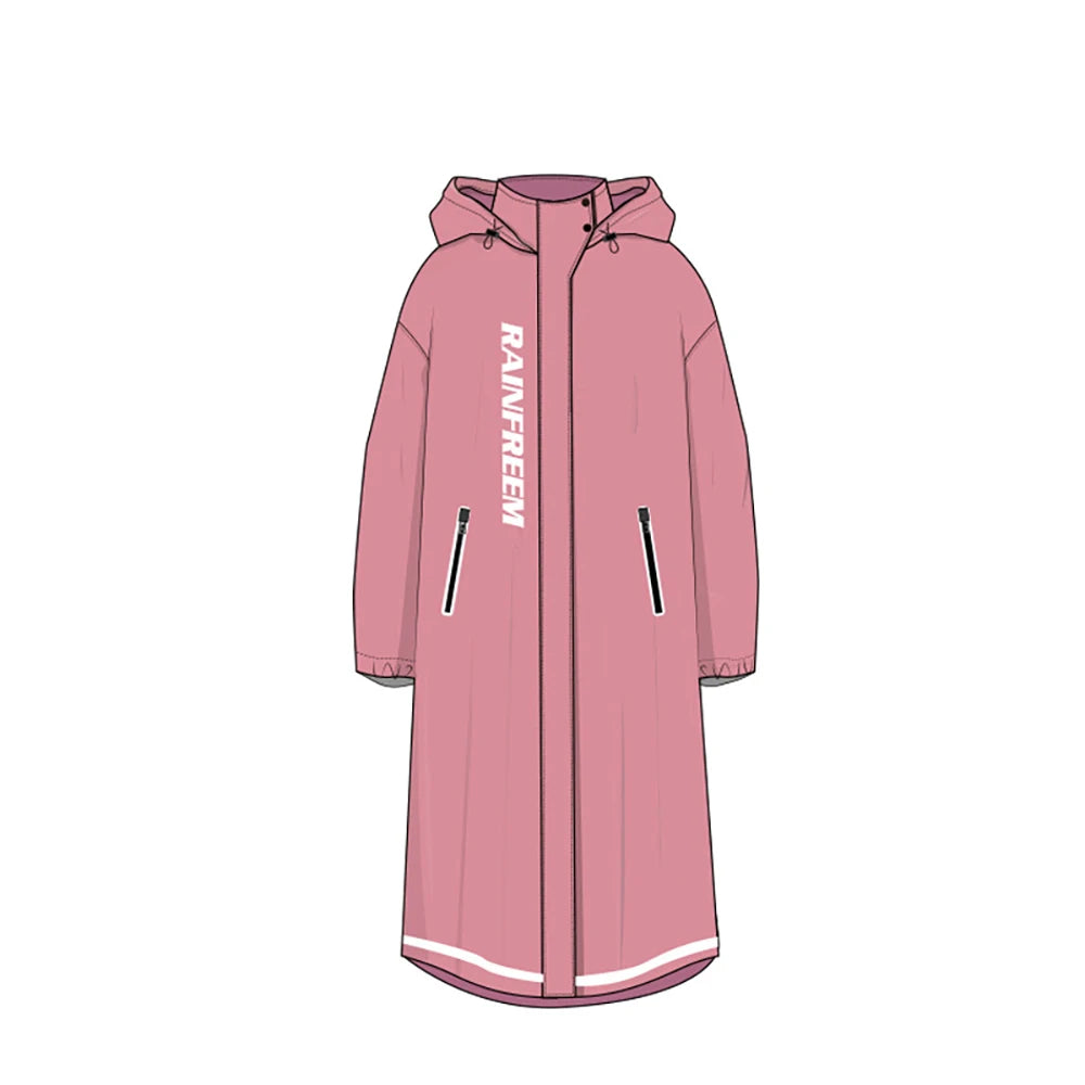 Long Raincoat for Adults, Fashion Trench Coat Waterproof Poncho, Oxford Material Multi-Functional Hooded Cycling Rainwear