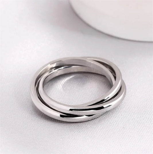 2026 Fashion Triple Interlocked Wedding Rings for Lovers Stainless Steel Three-in-One Promise Ring Valentine's Day Gifts
