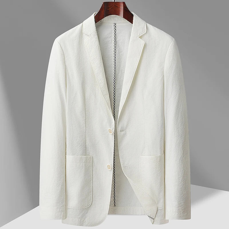 Summer thin suit men's jacket fashion handsome casual high-grade sense of light luxury suit jacket single west sun-protective cl