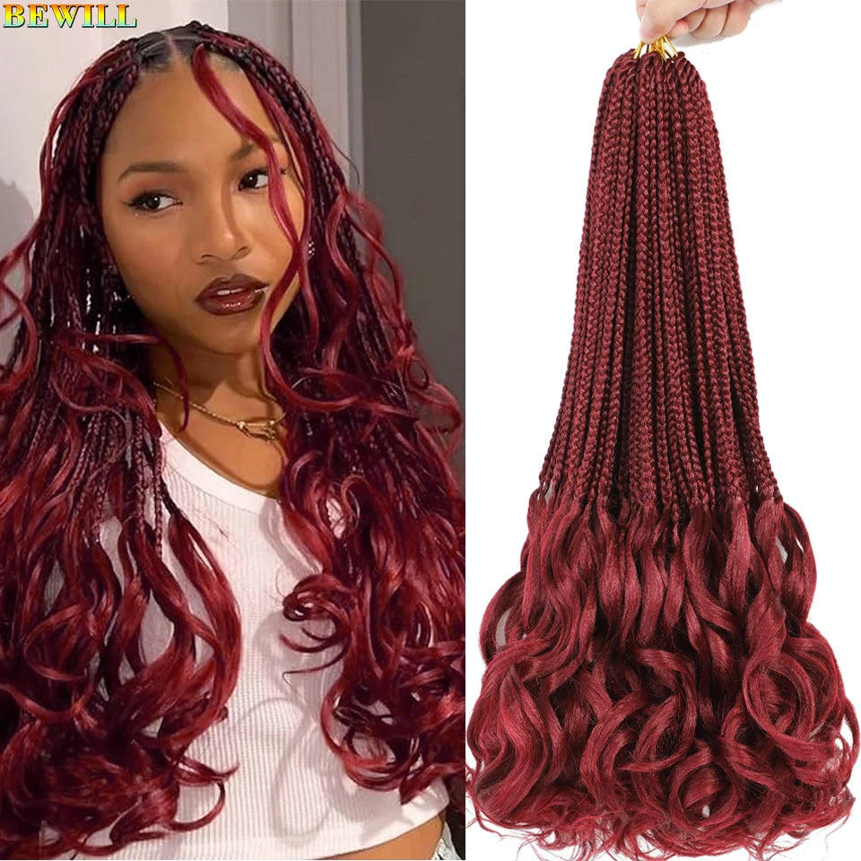 14 18 24 Inch French Curl Crochet Braids Boho Goddess French Curl Box Braids Crochet Hair Synthetic French Curly Braiding Hair