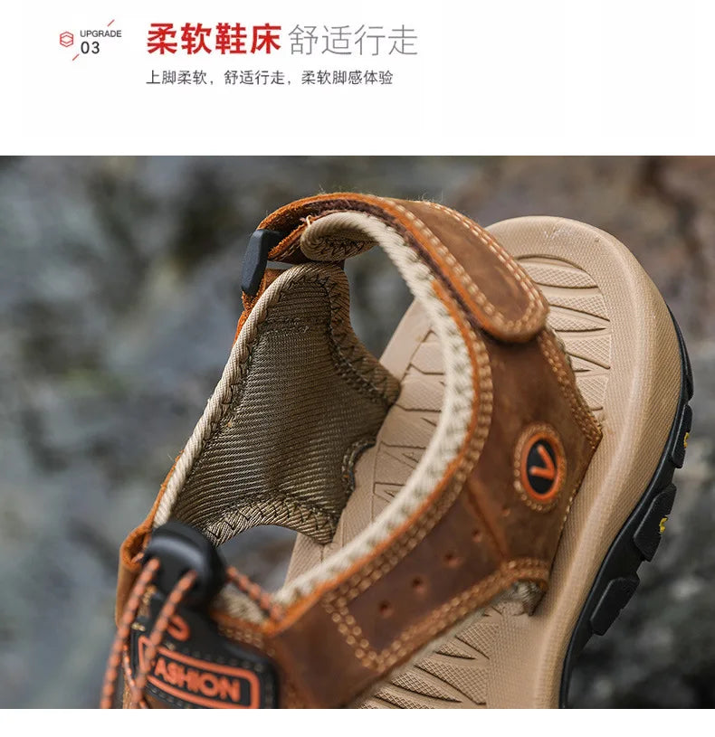 2026 Men Sandals Genuine Leather Mens Casual Shoes Outdoor Men Leather Sandals for Men Beach Shoes Roman mens Shoes