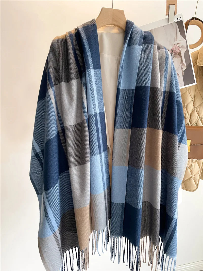 200*65CM New Men Women Autumn Winter Luxury Scarfs Cashmere Feeling Muffler Fall Blanket Classic Plaid Foulard Soft Warm Scarves BAZAARHUBO