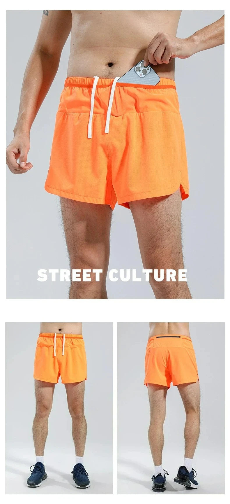 Men's Sports Shorts Quick Drying Fitness Professional Marathon Training Double-layer Three-quarters Running Shorts