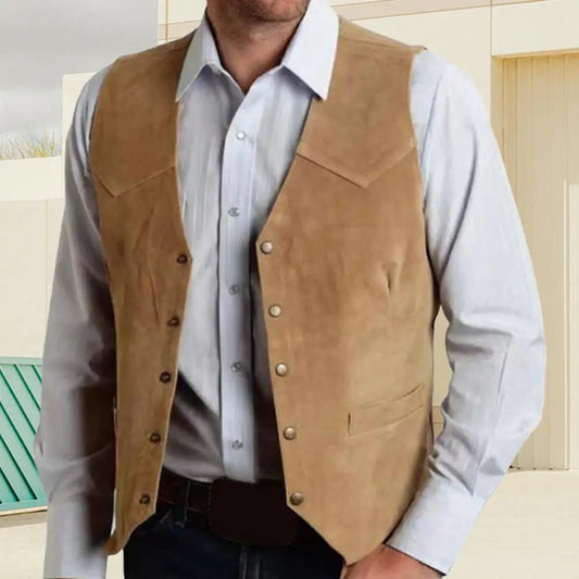 Brown Vest Men's Formal Business Suit Waistcoat Groomsmen For Wedding New Cowboy