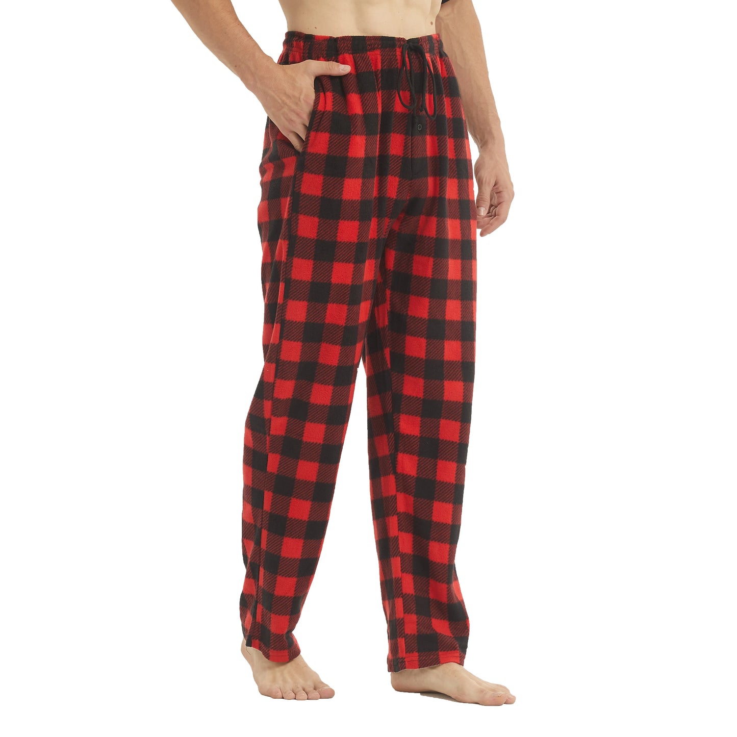 Mens Pajama Pants with Pockets Casual Pants Fleece Pjs Plaid Pajamas Bottoms Lounge Sleep Pants Loungewear Sleepwear Trousers