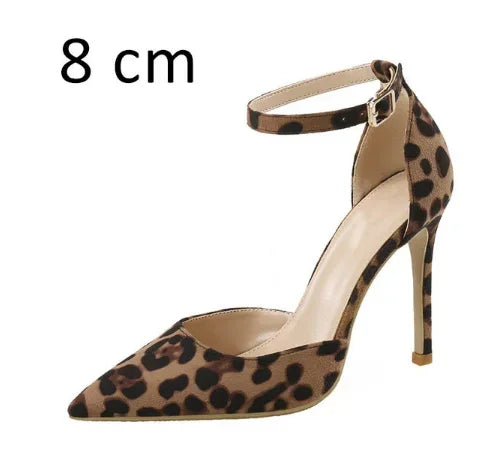 Autumn Sexy Leopard Print Women's Shoes High Heels 6-10CM Elegant Office High Heels Women's Sandals Pointed Luxury Single Shoes