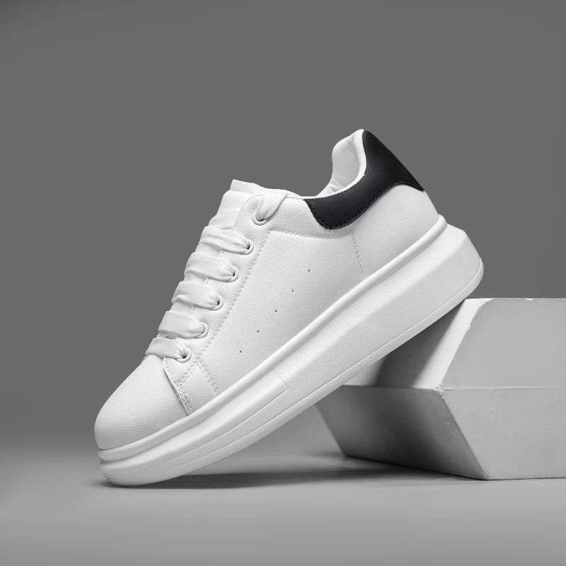 New Black & White Platform White Sneakers, Casual Thick Sole Shoes for Men & Women, Fashion All-Match