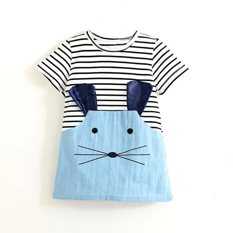 Spring Autumn Cotton Dress for 2-7 Years Girls 2025 Long Sleeve Stripe Children Princess Dresses Girl Cute Denim Long Clothing