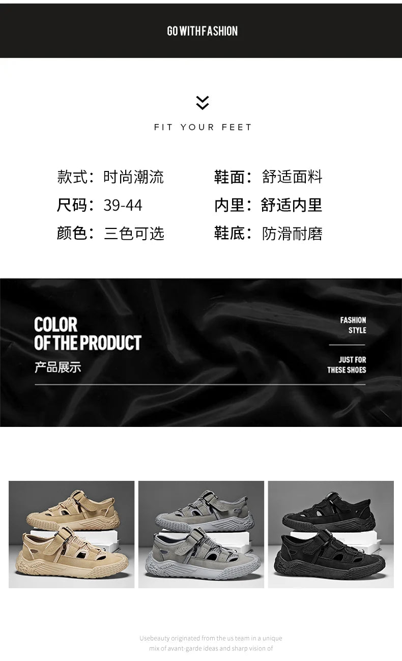Large Size Sandals for Men, New Summer Style, Trendy, Versatile, Casual Sports Sandals, Soft-Soled Hollow Beach Shoes for Men