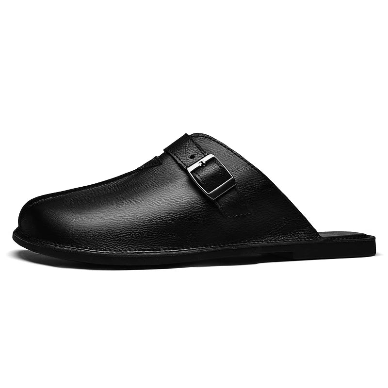 Men's Sandals Classic Leather Slippers Walking Summer New Male Comfortable Slippers Lightweight Outdoor Men's Half Drag Shoes