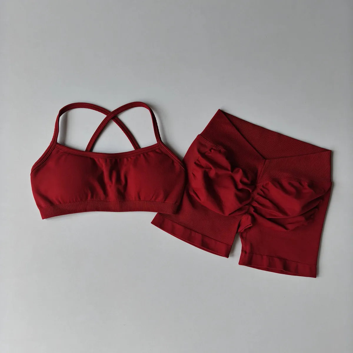 Sports Shorts Set 2 Pieces Seamless Yoga Set Women Workout Tracksuit Sports Bra and Yoga Shorts Suits Sportswear Fitness Gym Set