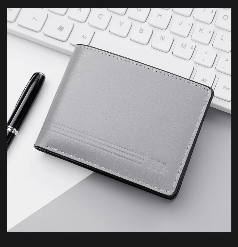 Men's Business Retro Short Wallet PU Leather Zipper Coin Purse Multi-Slot Multi-Functional Men's Wallet