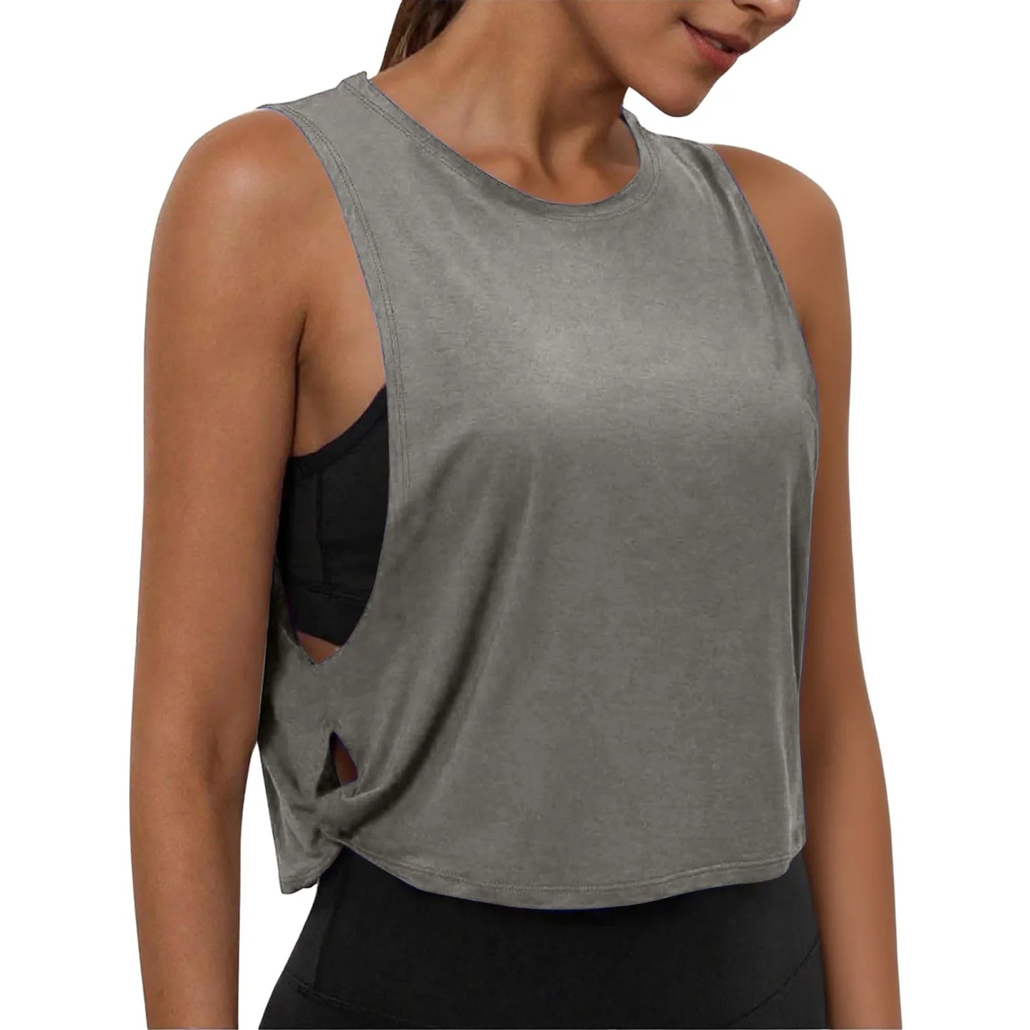 Women Sleeveless Yoga Top Breathable Gym Vest Tank Crop Top Running Tee
