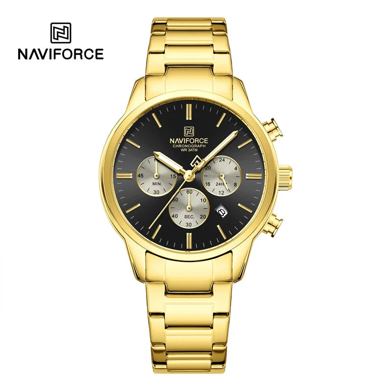 NAVIFORCE New Style Sporty 3ATM Waterproof Shockproof Stainless Strap  Man's Wristwatch Luxury Fashion Quartz Watches Men‘s Gift