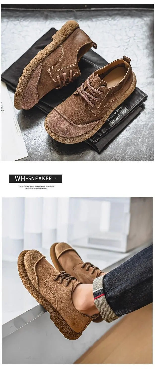 2025 men's shoes autumn new casual shoes wide toe retro low top lace up trend versatile men's shoes