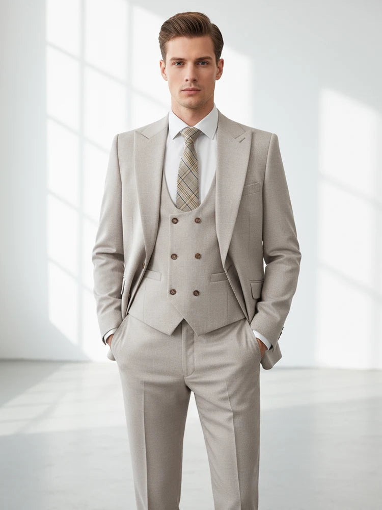 Turkish style man Suit 3 Piece set Jacket+vest+Pants Slim Fit Formal Office aLeisure Banquet Groomsman Set Groom's Wedding Dress