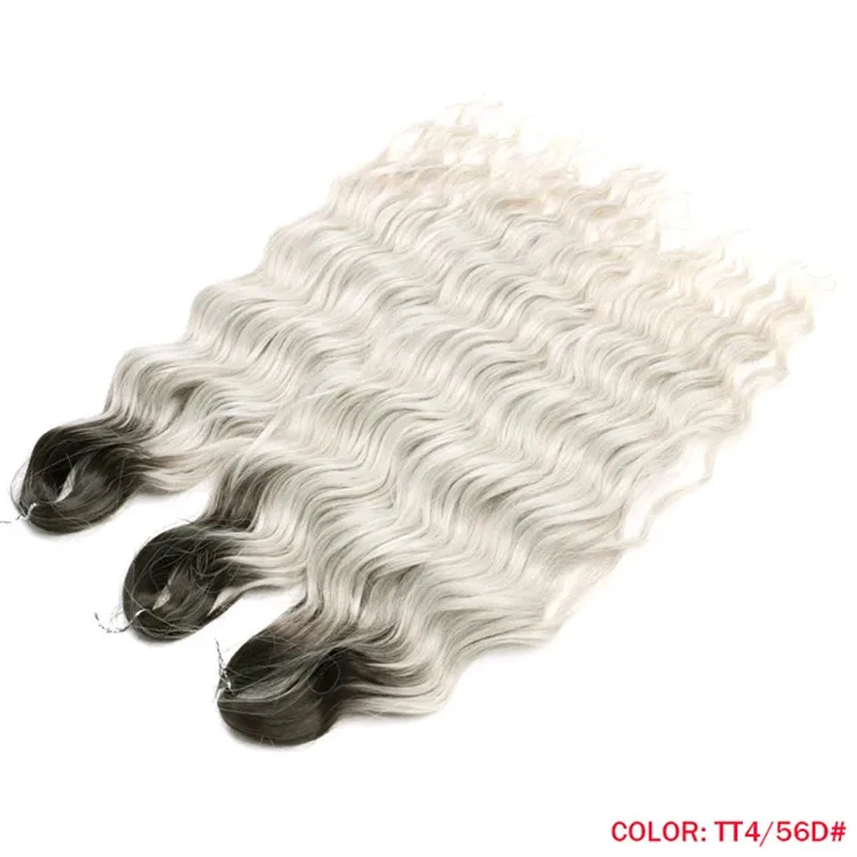 Noble 24 Inch Synthetic Hair Water Wave Braiding Hair Extensions Ombre Rainbow color Deep Wave Curl Twist Crochet Hair Extension