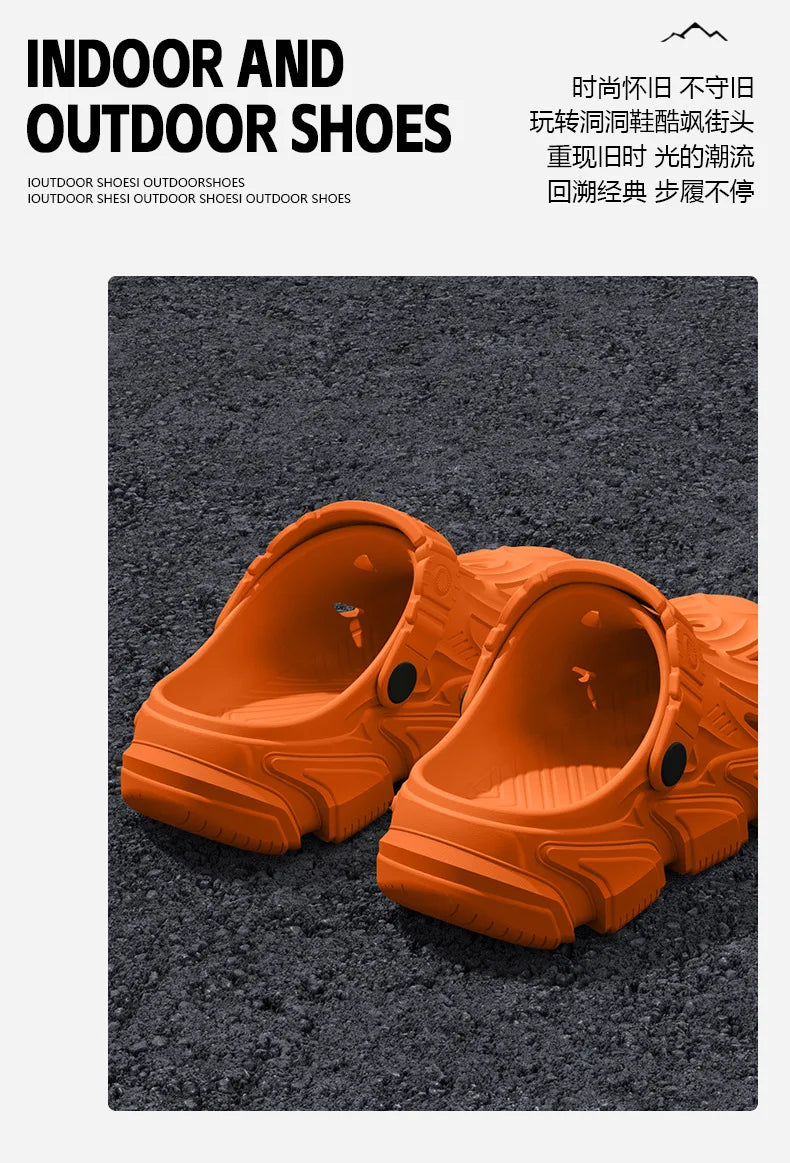 Thick soled perforated shoes for men, 2026 new model for home use, anti slip, wear-resistant, breathable and not tiring