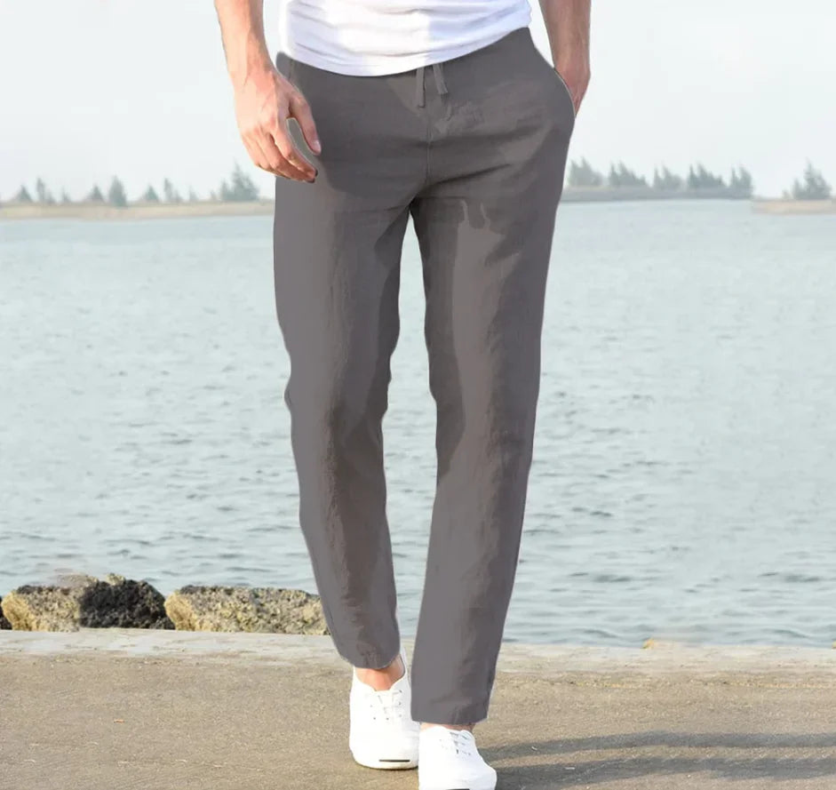 2025 New Fashion Mens Linen Wide Pants Trousers Oversize Sports Streetwear Male Spring Yoga Pants Casual Men Clothing Sweatpants