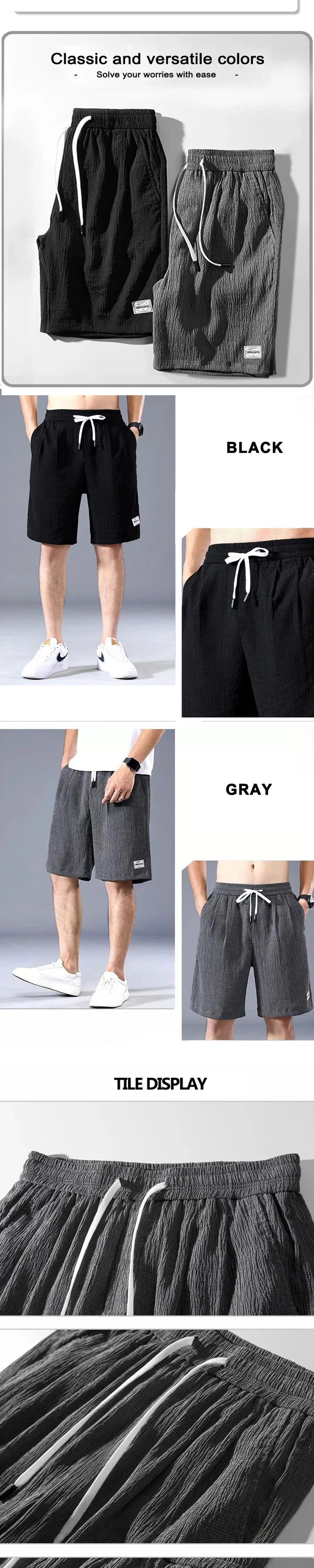 Ice Silk Shorts Men's Thin Sports Cropped Pants Loose Straight Leg Cool Breathable New Fashion Trend Casual XL-XXXL