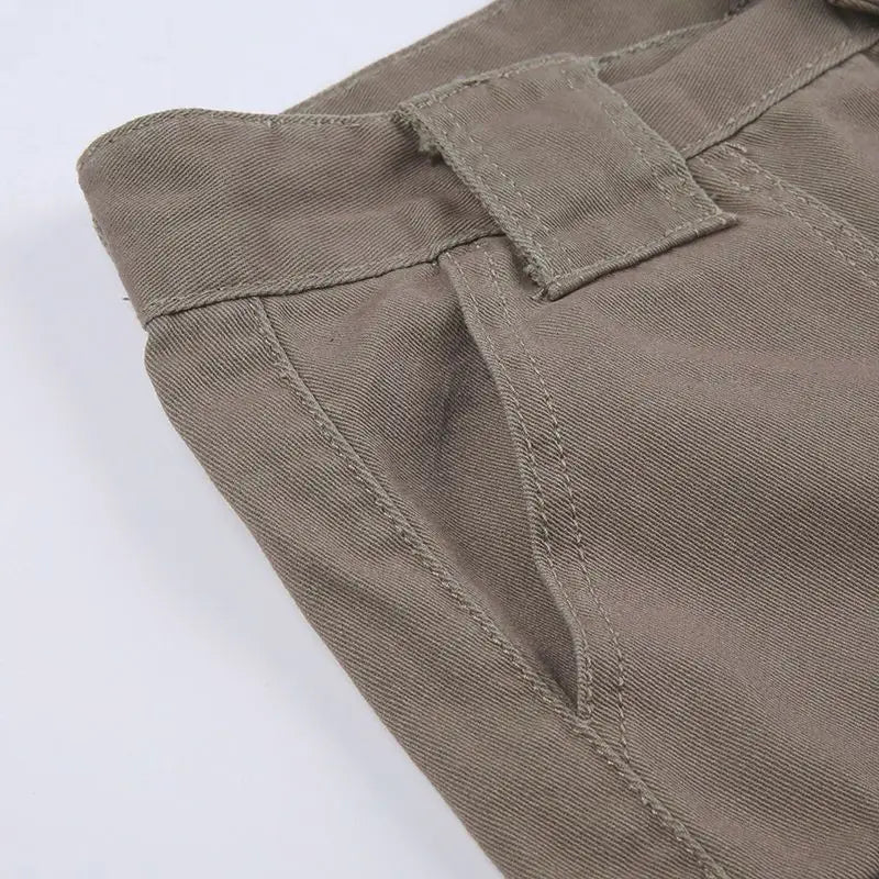 Straight Cargo Shorts Women Fashion American Retro Simple Leisure All-match Hot Summer Streetwear Mid Waist Pockets Designer Ins