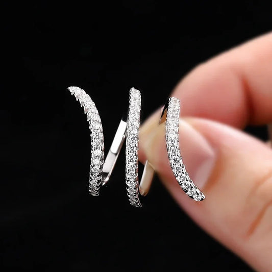 New Fashion 925 Silver Ring Geometric Zircon Ring Irregular Line Ring Personality Simple Engagement Rings for Women
