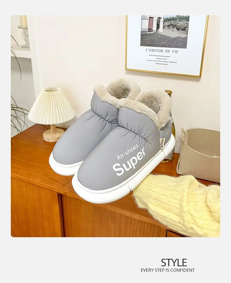 Winter Plush Men Cotton Shoes Warm Plush Men House Slippers Outdoor Soft Non Slip Women's Shoes Casual Furry Men Shoes