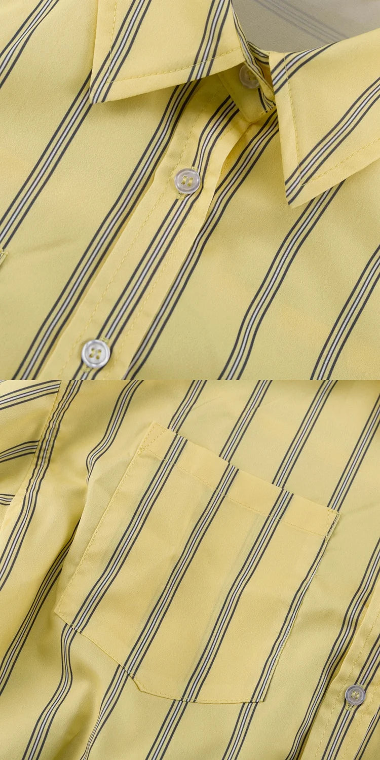 Casual Striped Long Sleeve Shirt And High Waist Skirt Two-Piece Set Women's Fashion Spring Outfit Teen Girls Casual Wear