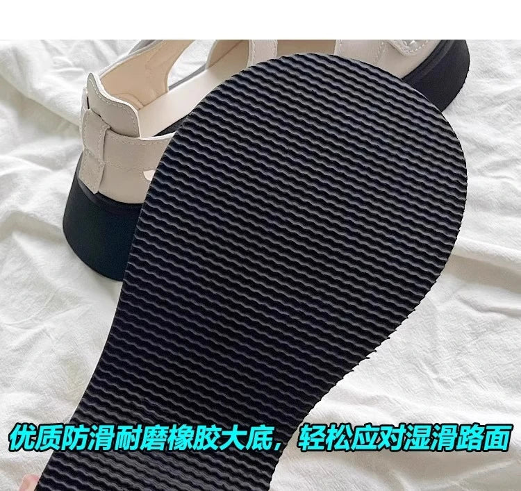 2025 Summer New Retro Style Mary Jane Enclosed Toe Sandals for Women Artistic & Versatile Weaving Style Thick Soled Roman Shoes