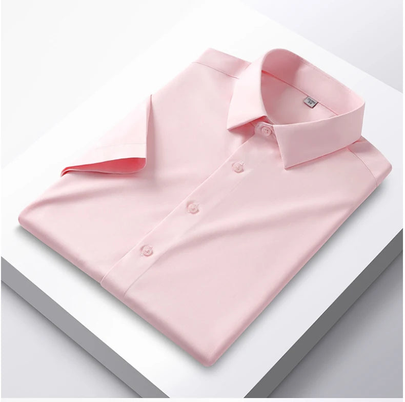 Men's 6XL Large High Quality Formal Shirts Short Sleeve Summer Clothing Non iron Business Casual ice Silk ice Feeling T-Shirts
