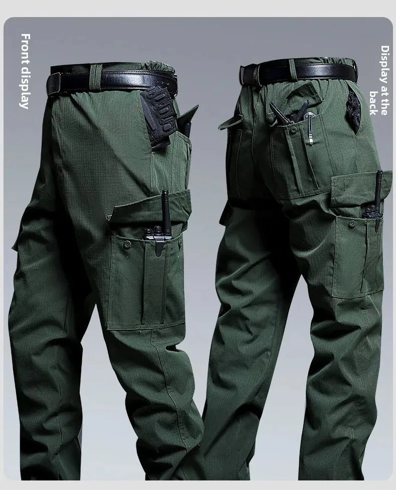 Water-Resistant Tactical Work Pants for Men Multiple Pockets Outdoor Military Fans Casual Pants Spring Autumn American Style