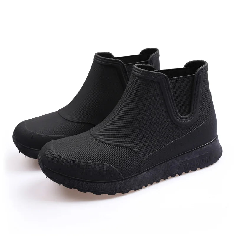 New Fashion Men's Rain Boots Rubber Boots Platform Ankle Boots 2025 Summer Slip on Couples Booties Men Work Shoes Botines Mujer